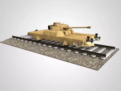 German Panzerjaegerwagen on Rails 3D model