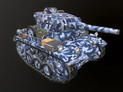 Cartoon Panzer III World War II Low-poly 3D model