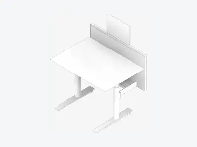 Desk - Single - Officetec - Modela - Linear - Adjustable Height Low-poly 3D model