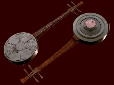 Banjo made from a mine Low-poly 3D model