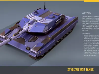Stylized Tank Leopard 2 Low-poly 3D model