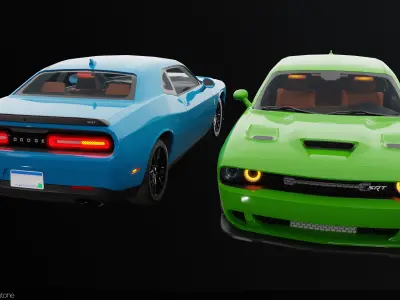 Dodge Challenger SRT Hellcat 2016 PBR GameReady Low-poly 3D model