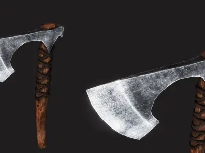 Viking Battle Axe Low-poly 3D model 3