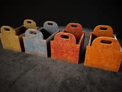 Old wooden crates pack Low-poly 3D model