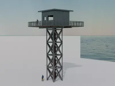 Military Watch Tower 3D Model   Game Ready Low-poly 3D model