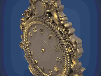 Carved clock for 3D printing and CNC 3D print model 16