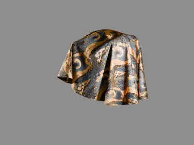 Oriental Velvet Fabric Seamless Material Oriental Blue Texture