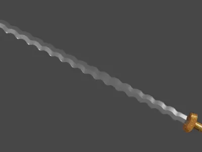 Flamberge sword with Langsax handle Low-poly 3D model