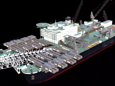 Pipelay vessel  catamaran 3D model