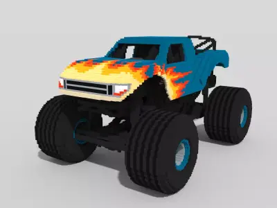 Voxel Monster Truck Low-poly 3D model