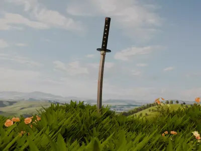 Rusted Katana - Low Poly PBR Game Ready Low-poly 3D model