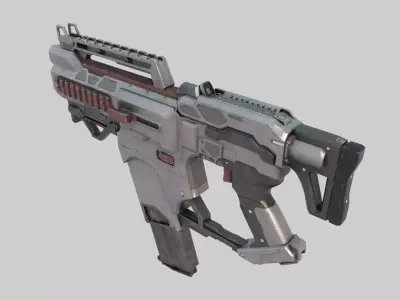 Future sci-fi laser submachine gun 3D model