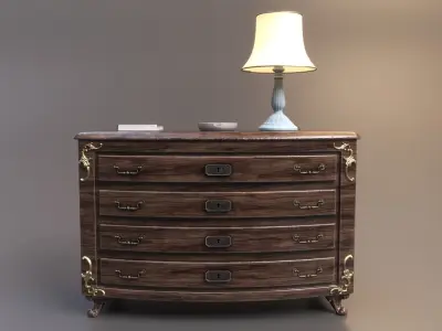 Vintage Wooden Dresser Cabinet 3D model purchase