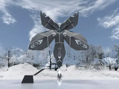 Choky-2 futuristic aircraft flying in sky Low-poly 3D model