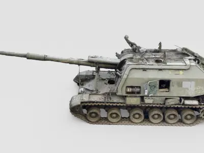 Destroyed 2S19 Msta 152 mm self-propelled howitzer M1990 3D model buy