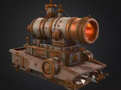 Steampunk Dominion Canon Low-poly 3D model