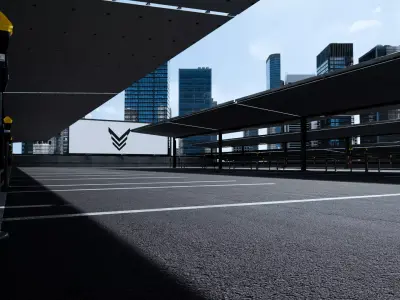 Realistic Rooftop Parking 3D Environment 3D model