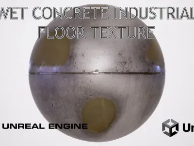 PBR Wet Concrete Industrial Floor Free low-poly 3D model
