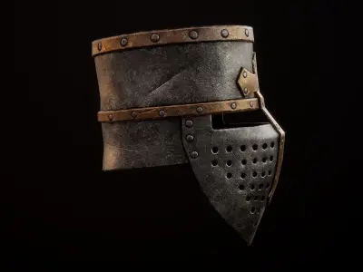Next Gen Medieval helmet Low-poly 3D model