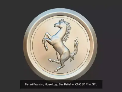 Ferrari Prancing Horse Logo Bas Relief Set for CNC 3D Print STL 3D Model Pack