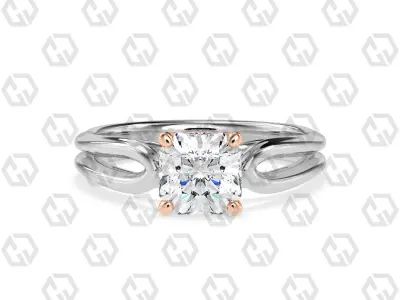 Ring 230 Radiant shape split shank solitaire ring with Gems 3D print model