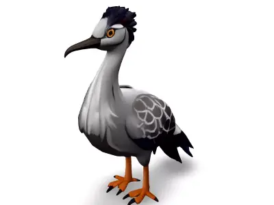 Stylized Kagu Bird 3D Model Low-poly 3D model