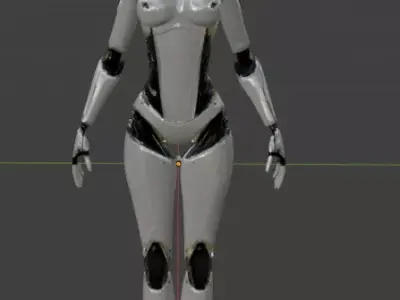 humanoid female robot white color sleek plastic cat like face Low-poly 3D model