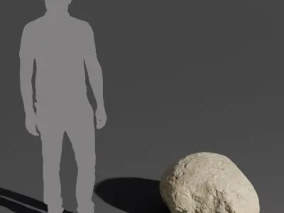  Warm Toned Smooth Egg Shaped Large Rock Boulder Model 