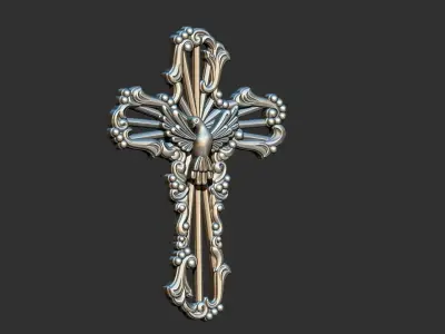 Arabesque Holy Spirit Cross - Cruz Espirito Santo 3D print model