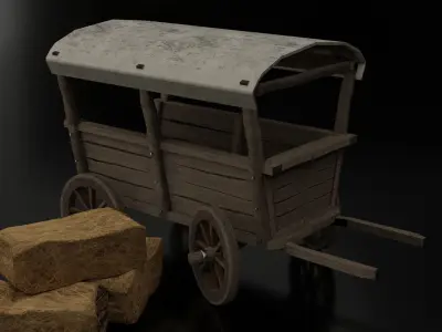 Wooden Cart Free 3D model purchase