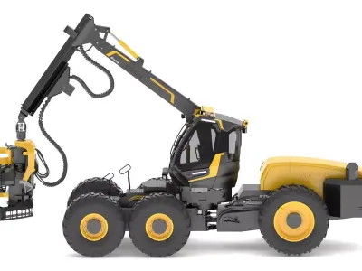 EcoLog 590G with EC 761 LF Harvester Heads 3D model