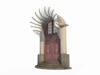 The entrance of a classical architectural structure building 3D model
