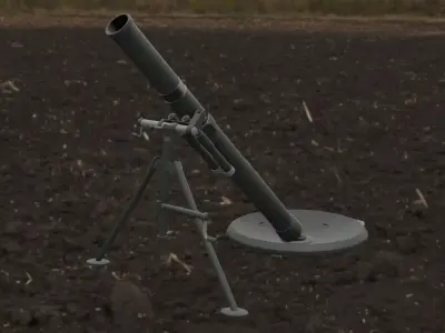 UPIK-82 Ukraine mortar Low-poly 3D model