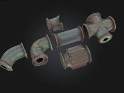 Industrial Pipe Components Modular Pipe System 3D model