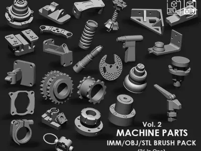Machine Parts IMM OBJ STL Brush Pack 26 in One vol 2 3D model