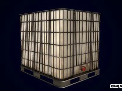 Liquid tank container Water Box Low-poly 3D model
