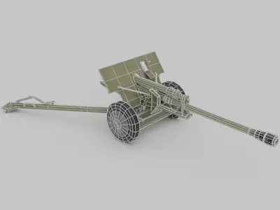 ZIS-3 76-mm divisional gun Low-poly 3D model