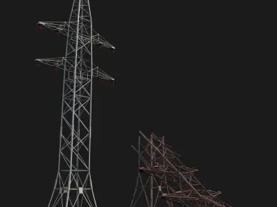 High voltage tower Low-poly 3D model