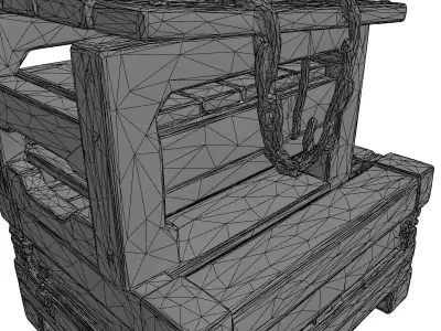 Stacked Wooden Crates with Chain Low-poly 3D model