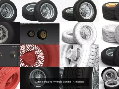 Classic Racing Wheels Bundle 3D Model Pack purchase