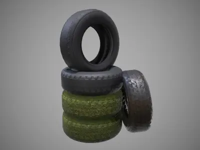 Low poly explosive Tires pack PBR Game-ready   Low-poly 3D model