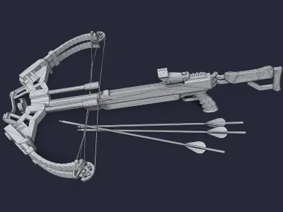 Crossbow and arrows Low-poly 3D model