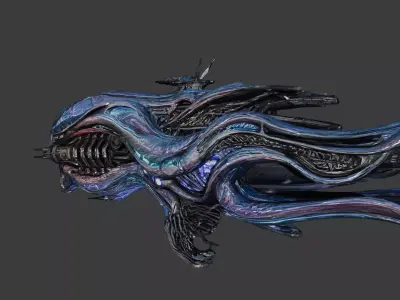 Biomechanical Alien Battleship 3D model