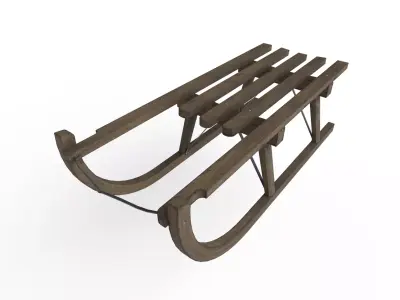 Wooden Classic Sleigh Low-poly 3D model