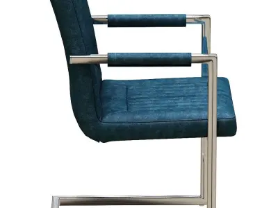 Dining chair leather and metal Low-poly 3D model