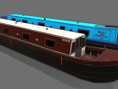 Narrowboat low poly two narrowboats Low-poly 3D model