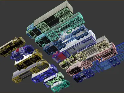 14 Low-Poly Trucks vol1 Low-poly 3D model