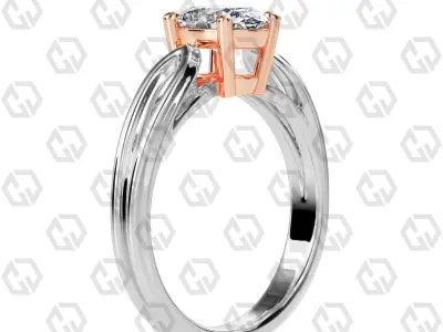 Ring 226 Oval shape split shank solitaire ring with Gems 3D print model
