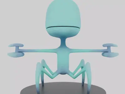 Alien cartoon   Low-poly 3D model