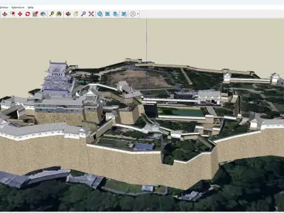 Himeji castle Japanese famous architecture Low-poly 3D model